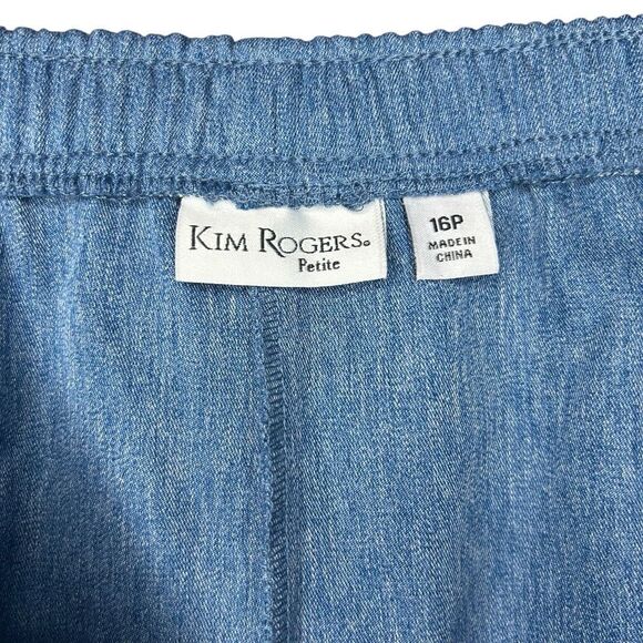 Kim Rogers Blue Short Sleeve Blouse Top Size L & Capri Shorts Size 16P 2 Piece - Picture 12 of 13